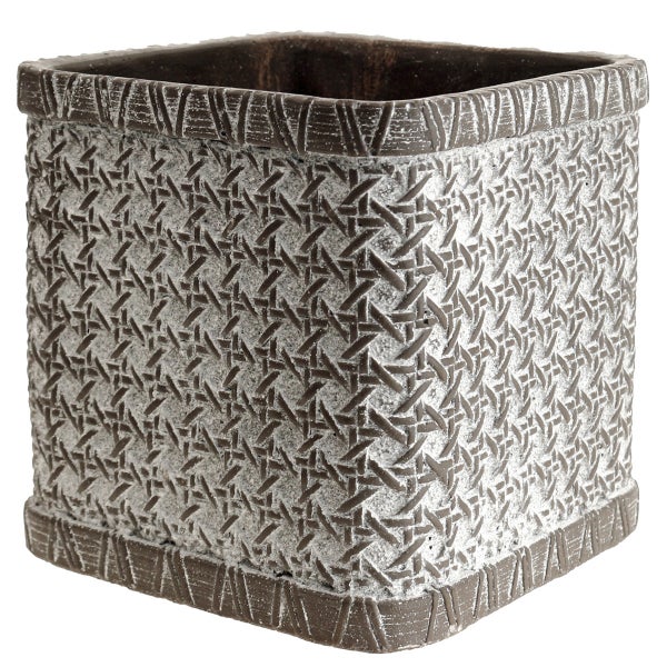 Quadratischer Pflanztopf mit geflochtenem Design