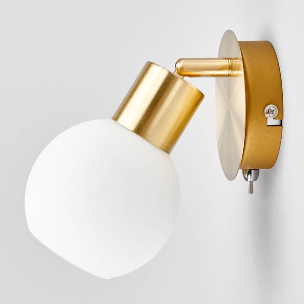 Lindby Wandleuchte, Wandlampe Innen Elaina (Modern) in Gold / Messing aus Metall (1 flammig E14) - Wandstrahler Wandbeleuchtung Schlafzimmer Wohnzimmer Wohnzimmerleuchte