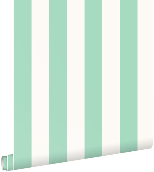 ESTAhome Tapete Streifen Mintgrün und Weiß - 50 x 900 cm - 139910