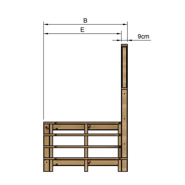 Technische Zeichnung eines Hochbeets mit Maßangaben