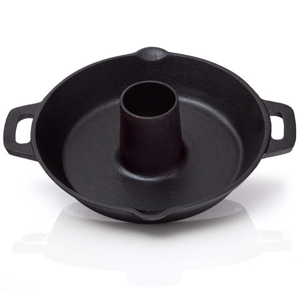 BBQ Nerd Hähnchenbräter aus Gusseisen - Geflügelhalter für Grill & Backofen | Gusseiserner Hähnchenständer Ø 28cm zum fettfreien Garen | Rustikaler Geflügelbräter mit Auffangschale