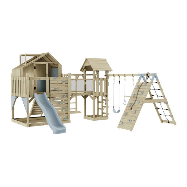 Spielplatz mit Rutsche, Schaukeln und Kletterwand