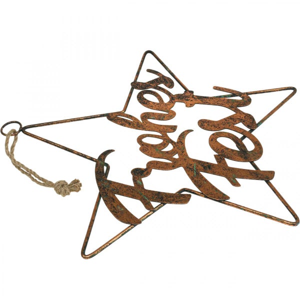 Dekorativer Stern mit Schriftzug, Metall, zum Aufhängen
