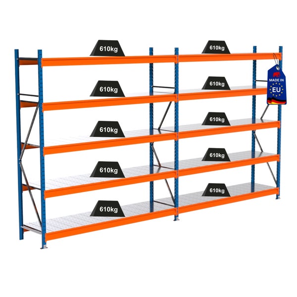 Regal mit mehreren Ebenen und einer Traglast von 610 Kilogramm pro Ebene