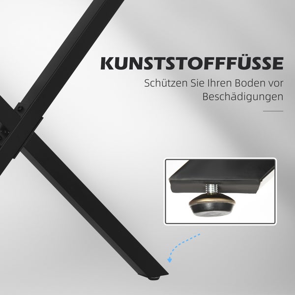 HOMCOM 2 Stück Tischbeine aus Stahl Tischgestell Tischfüße für Couchtisch Esstisch Schreibtisch in X-Form 72cm Schwarz