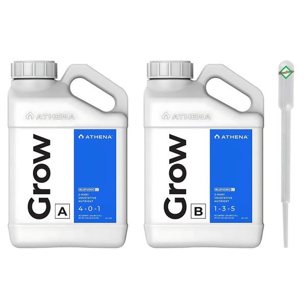 Zwei Behälter Athena Grow A und B Nährstofflösung für Pflanzenwachstum, jeweils circa 3,8 Liter, plus Weedness Pipette