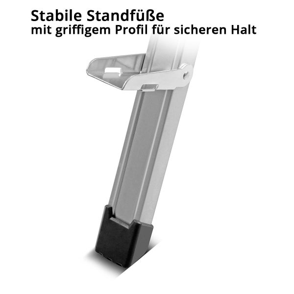 Detailaufnahme eines stabilen Leiterfußes mit griffigem Profil für sicheren Halt