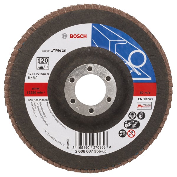 Bosch Fächerschleifscheibe Expert for Metal 125 22,23 120 gerade Glasgewebeteller - 2608607356
