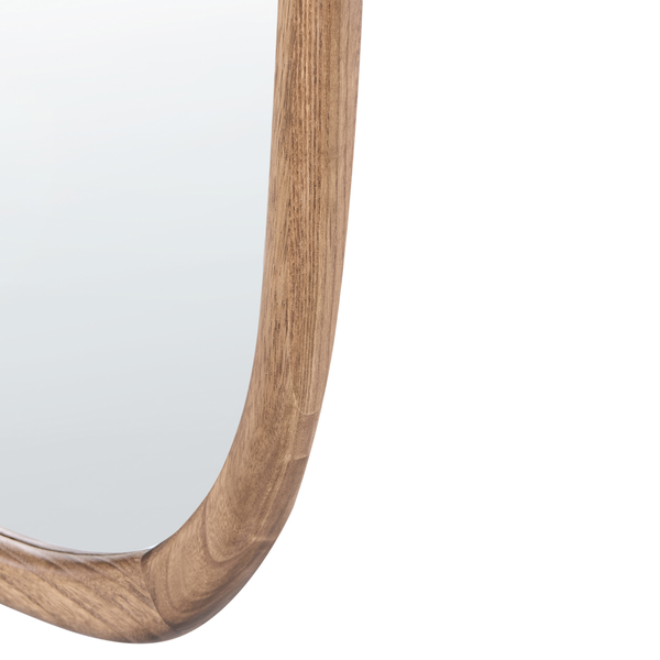 Wandspiegel mit abgerundetem Rahmen aus Holz