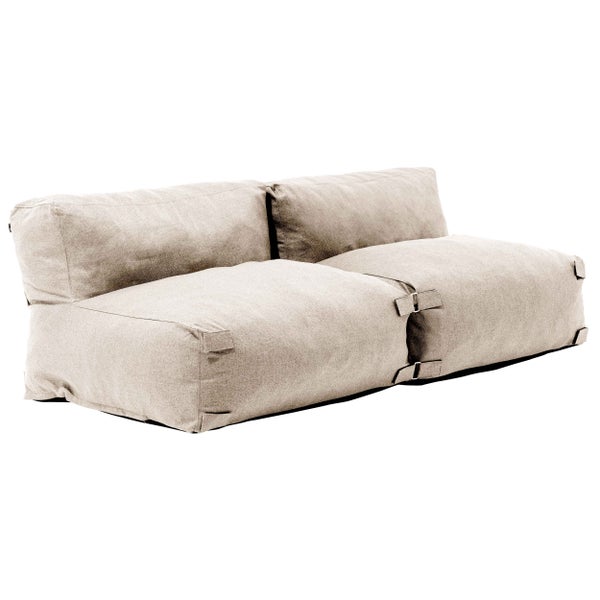 Modulares Zweisitzer Lounge-Sofa Sitzsack mit Rückenlehne und Verbindungslaschen.