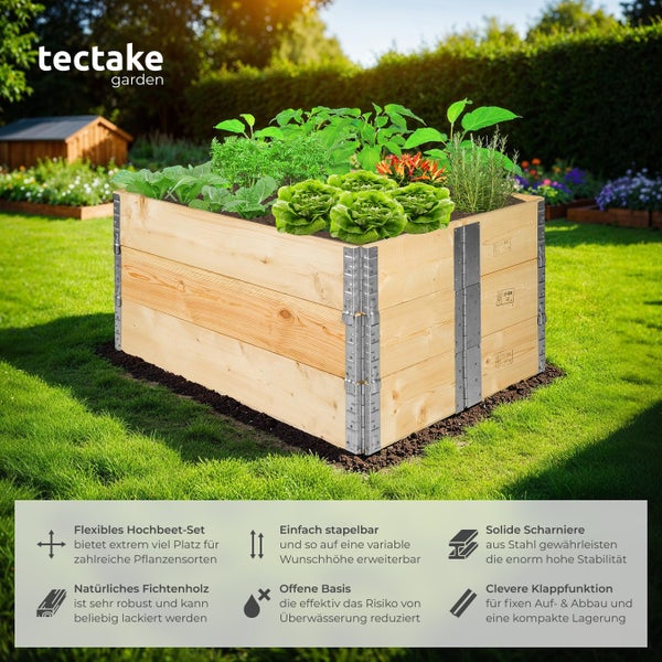 Hochbeet tectake  120 x 80 x 19 cm aus Holz holzdekor