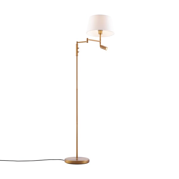 Stehlampe mit Leselampe und Stoffschirm