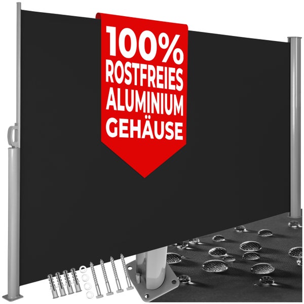 Seitenmarkise tectake  180 x 300 cm aus Aluminium schwarz