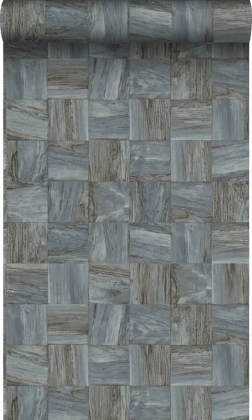 Origin Wallcoverings Tapete quadratische Holzstücke Hellgrau - 53 cm x 10.05 m - 347514