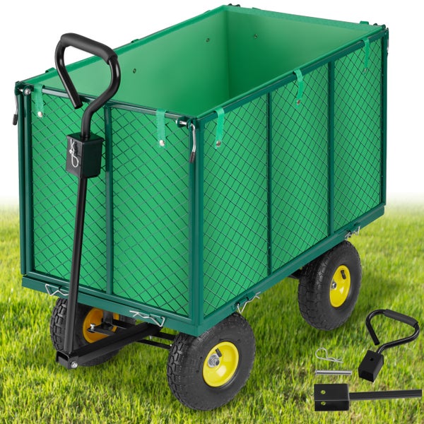Bollerwagen tectake  Belastbarkeit 544 kg mit klappbaren Seitenwänden grün