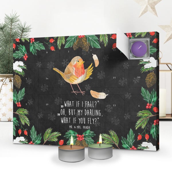 Mr. & Mrs. Panda Duftkerzen Adventskalender Rotkehlchen Federn - Schwarz
