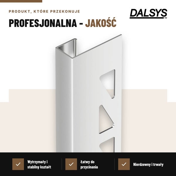 Dalsys Fliesenprofil aus Metall zur Kantenabdeckung und zum Schutz von Fliesenkanten im Innenbereich