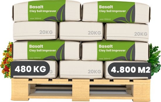 Basaltmehl-Bodenverbesserungsmittel für Lehmboden (24x - 480 kg für 4.800 m2) - Organifer