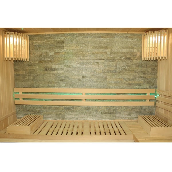 Dewello® Finnische Traditionelle Sauna SARNIA PLUS 180cm x 140cm inkl. 6 KW Harvia Ofen, inkl.  Aufguss-Set, Sanduhr, Thermometer