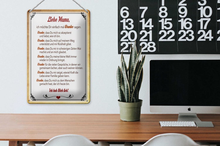 Blechschild Spruch 20x30cm liebe Mama Ich hab dich lieb