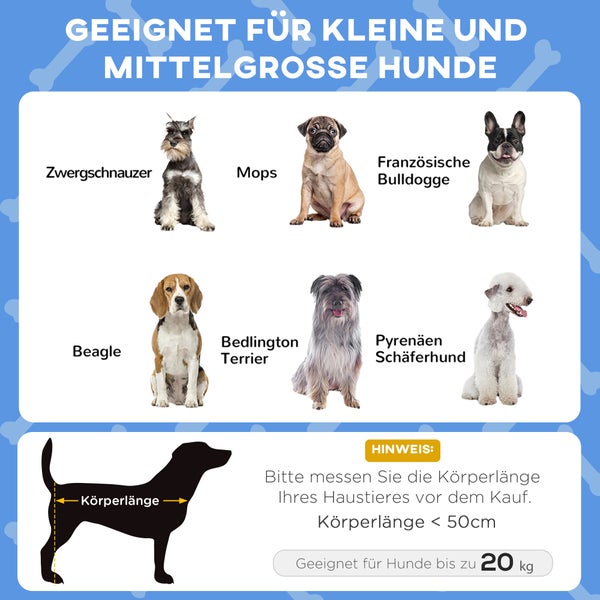 PawHut Erhöhtes Hundebett mit Baldachin, Haustierbett, Outdoor Hundeliege mit Dach, Atmungsaktiv, für kleine und mittelgroße Hunde Dunkelblau Oxford 76 x 61 x 69,5 cm