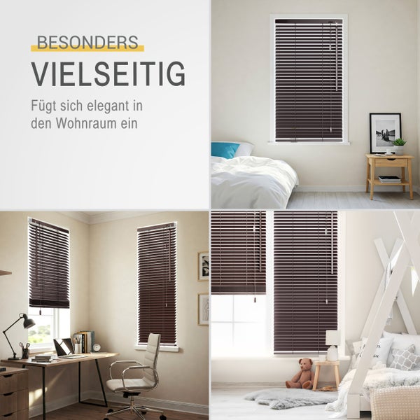 Vielseitige Jalousie in modernem Wohnraum, Schlafzimmer und Arbeitszimmer für eine elegante Lichtregulierung an Fenstern.