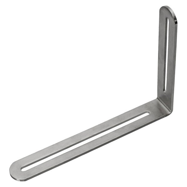 Winkelverbinder aus Metall mit Langloch für vielseitige Montageanwendungen.