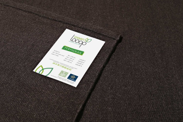 Kelim Teppich Braun aus Wolle Perpignan Green Looop 80x150 cm