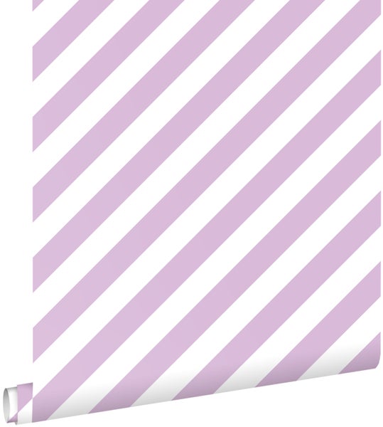 ESTAhome Tapete Streifen Violett und Weiß - 50 x 900 cm - 139952
