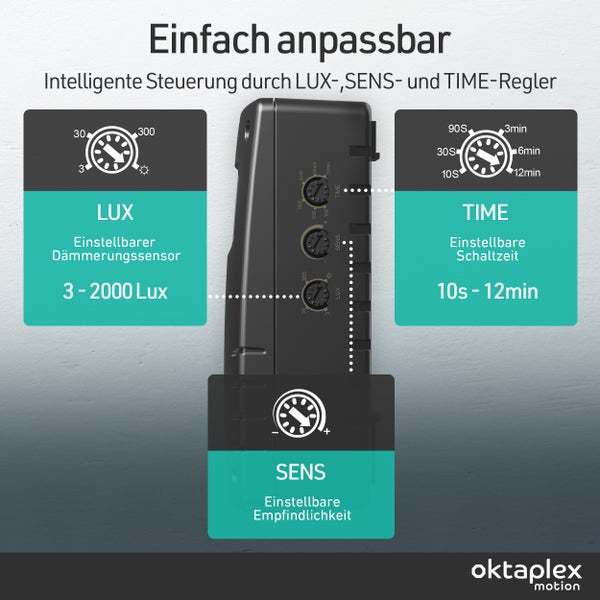 Einstellbarer Sensor für Licht, Empfindlichkeit und Zeit