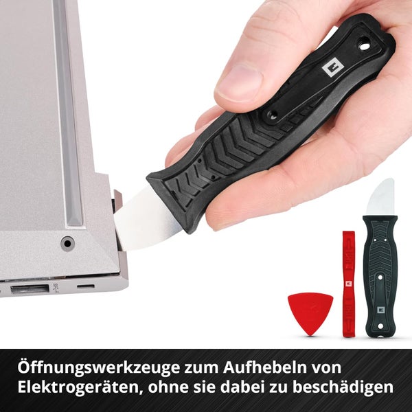 Original Einhell 28-tlg. Präzisions- und Elektronik-Reparatur-Set (Präzisionsbits, Schraubendreher-Bithalter, gebogene Pinzette, Spudger, Jimmy, Opening Tool, Opening Picks, Saugheber)