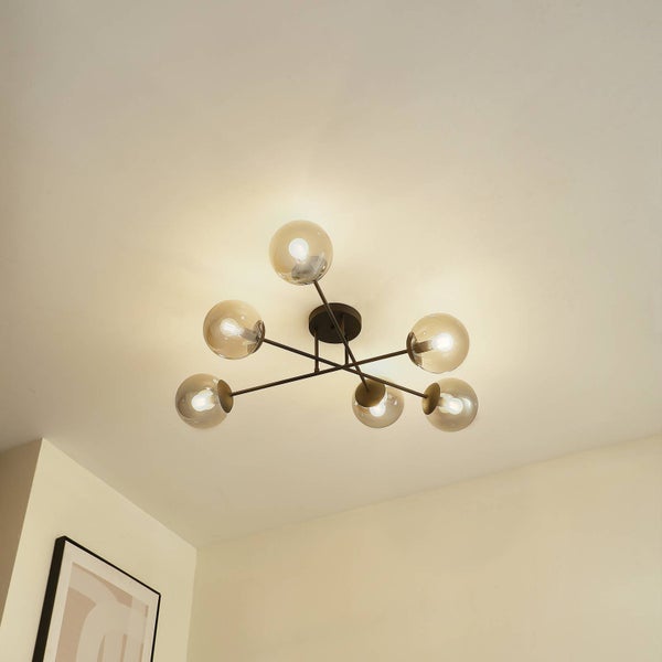 Deckenleuchte mit sechs Glaskugeln
