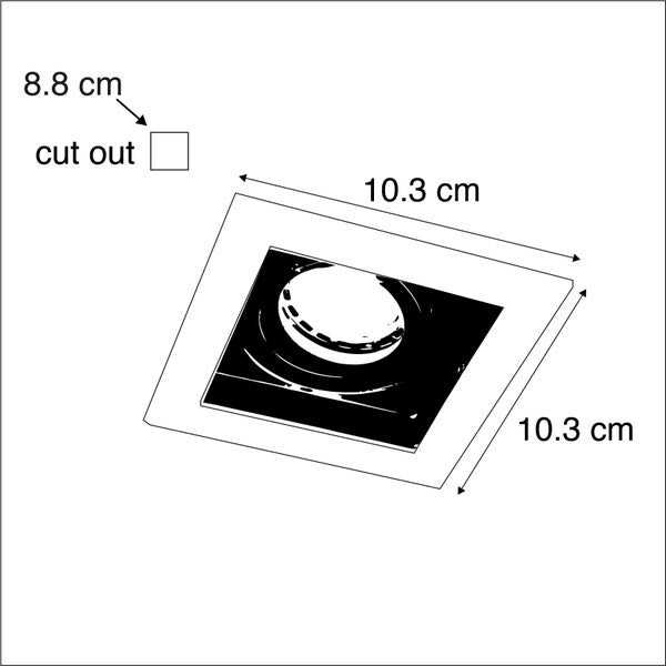 Set mit 5 Einbaustrahlern aus weißem Stahl - Carree