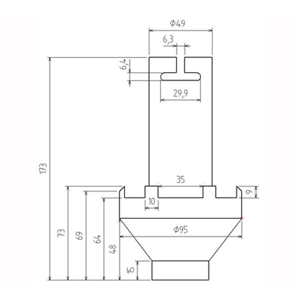 Technische Zeichnung mit Maßangaben