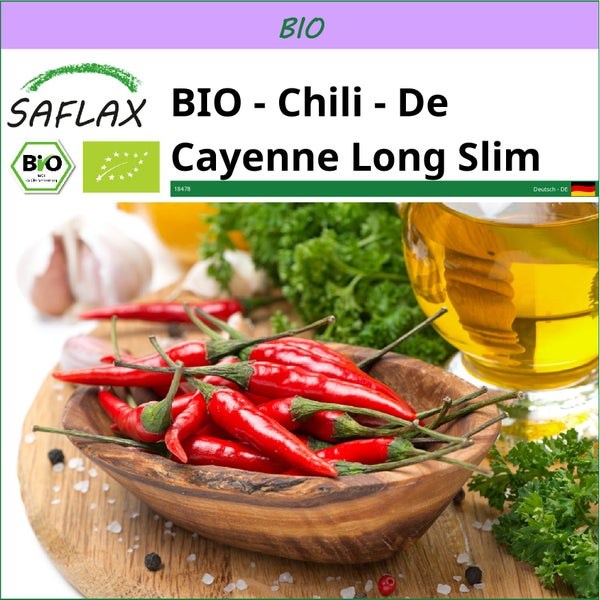 SAFLAX  - BIO - Chili - De Cayenne Long Slim - Capsicum annuum - 10 Samen