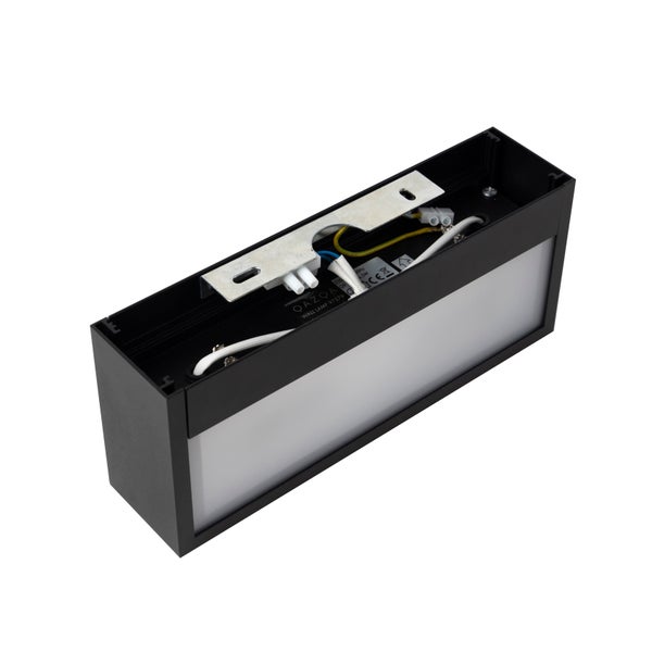 Schwarze rechteckige Wandleuchte mit Montageelementen