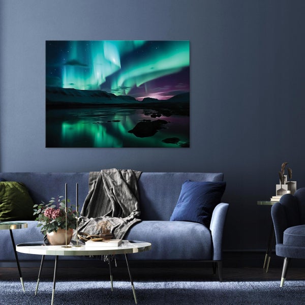 Leinwandbild Polarlicht Landschaft Bilder Wohnzimmer 60X40 cm