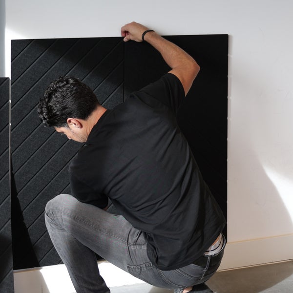 Akustisches Wandpaneel aus PET-Filz – 100 x 100 cm – Herringbone Black