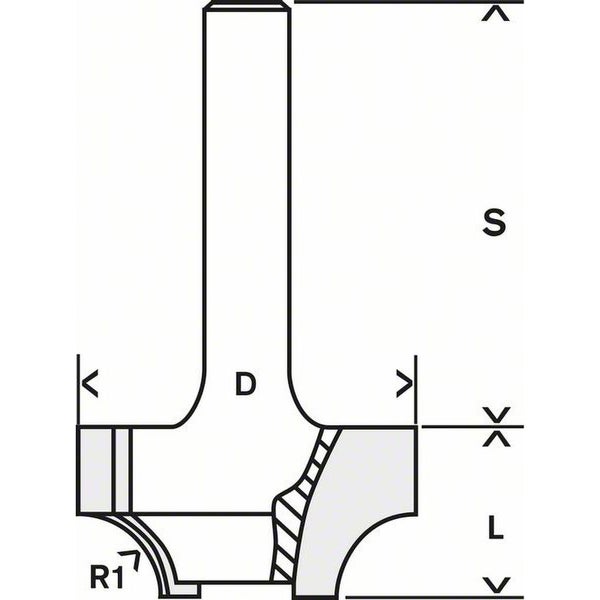 Bosch Kantenformfräser E 1/4 R1 6,3 mm Ø 25,4 mm L 14 mm G 46 mm - 2608628424