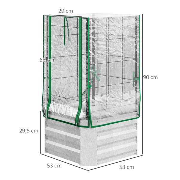 Outsunny Hochbeet, 53L x 53B x 90H cm, Verzinkter Stahl, mehrfarbig
