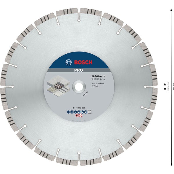 Bosch PRO Concrete Diamanttrennscheibe 400 x 20/25,4 mm - 2608602659