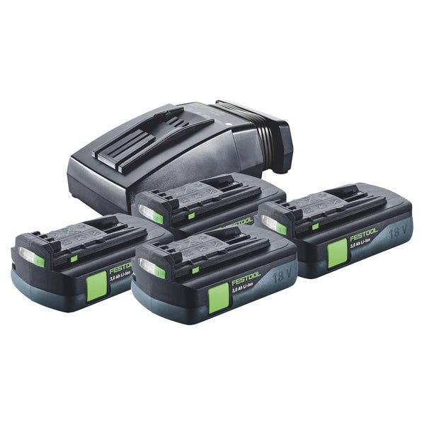 Festool Akku-Set mit Ladegerät und vier 18 Volt Akkus