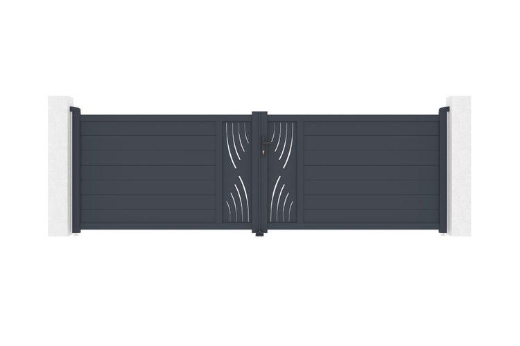 Flügeltor 4m VELETA H.120 graues Aluminium