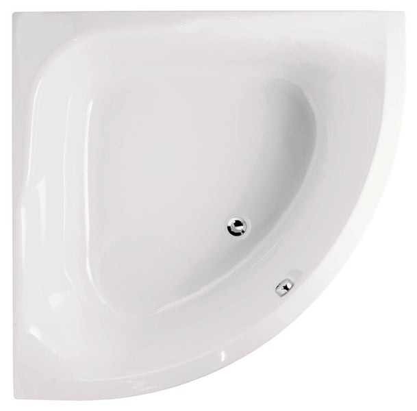 Calmwaters® Eckbadewanne Komplettset 120x120 cm mit Wannenträger & Ablaufgarnitur, Acrylwanne Modern Small 2, Duo-Badewanne für 2, Set Badewanne komplett, Eckwanne 120 x 120 cm, Weiß, 99000046