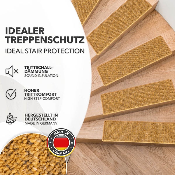 FLOORDIREKT Stufenmatte Alto - Selbstklebend - Gelb - Rechteckig - 23,5 x 65 cm