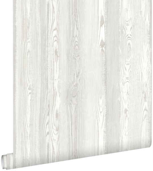 ESTAhome Tapete Holzoptik Weiß, Grau und Beige - 53 cm x 10.05 m - 148624