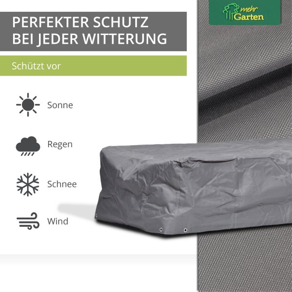 Mehr Garten - Premium Schutzhülle für Sonnenliegen: 210(B)x75(T)x40(H) cm I Robuste Liegen-Abdeckhaube wasserdicht und wetterfest aus Oxford 600D Gewebe I Lichtgrau