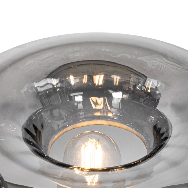 Art Deco Tischlampe schwarz mit Rauchglas - Ayesha