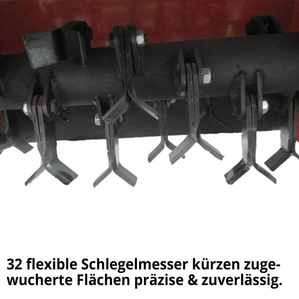 Detailaufnahme von Schlegelmessern an einem Mulcher