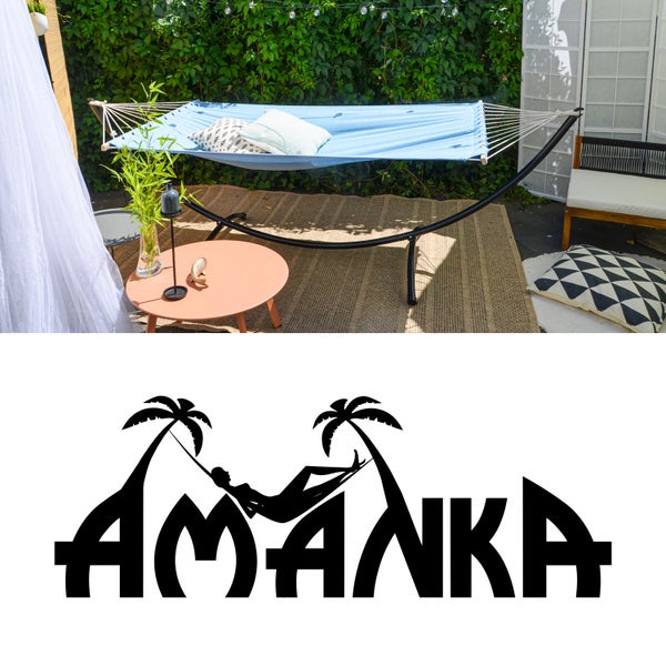 AMANKA Doppel Hängematte mit Gestell - 200x120 Garten Hängeliege - Outdoor Hängemattengestell Metall